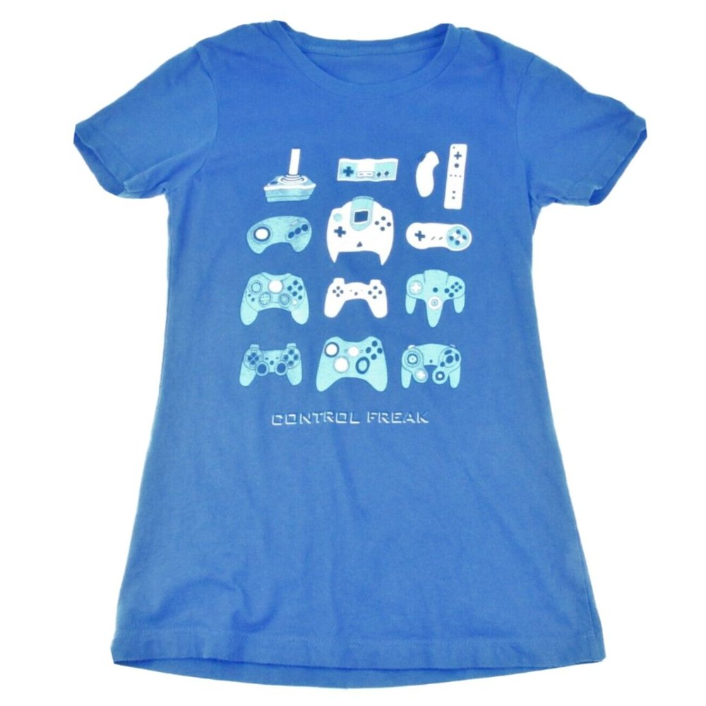 “Control Freak” Boys T-Shirt Controller Gamer Blue Size Small (8)